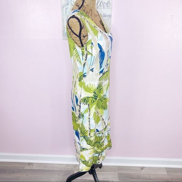 Weekend Traffic Tropical Print Tiered Hem Sleeveless Shift Dress XS - Picture 3 of 10